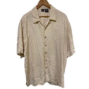 Folio New York Men's Short Sleeve Casual Button Down Shirt Tan Silk Size XL‎